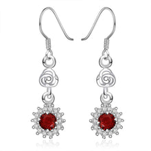 silver earings Red Stone drop brincos de festa Costume Jewellery 28 ELY