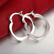 silver earings jewelry Flat Square Round hoop brinco sport 123 ELY