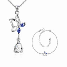 silver jewelry set Dance Butterfly Necklace + Ring + Anklet Sets188 ELY