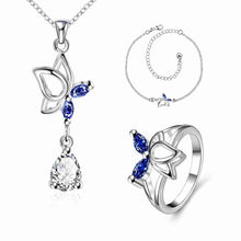 silver jewelry set Dance Butterfly Necklace + Ring + Anklet Sets188 ELY