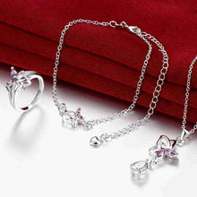 silver jewelry set Dance Butterfly Necklace + Ring + Anklet Sets188 ELY