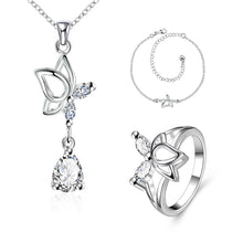 silver jewelry set Dance Butterfly Necklace + Ring + Anklet Sets188 ELY