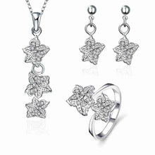 silver jewelry set Double star Rhinestone Ring + Earrings Sets jewellery 42 ELY