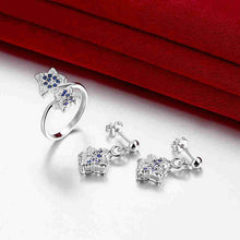 silver jewelry set Double star Rhinestone Ring + Earrings Sets jewellery 42 ELY