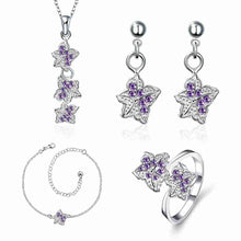 silver jewelry set Double star Rhinestone Ring + Earrings Sets jewellery 42 ELY