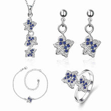 silver jewelry set Double star Rhinestone Ring + Earrings Sets jewellery 42 ELY
