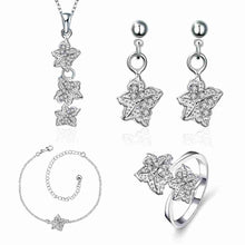 silver jewelry set Double star Rhinestone Ring + Earrings Sets jewellery 42 ELY