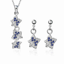 silver jewelry set Double star Rhinestone Ring + Earrings Sets jewellery 42 ELY