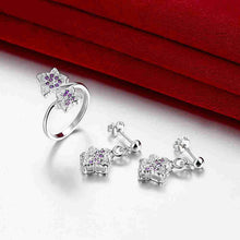 silver jewelry set Double star Rhinestone Ring + Earrings Sets jewellery 42 ELY