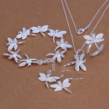 silver jewelry set Rose Necklace Bracelet Earring Sets 13 ELY