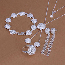 silver jewelry set Rose Necklace Bracelet Earring Sets 13 ELY