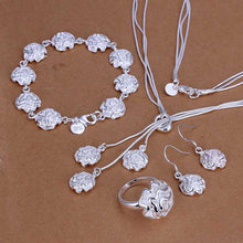 silver jewelry set Rose Necklace Bracelet Earring Sets 13 ELY
