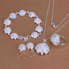 silver jewelry set Rose Necklace Bracelet Earring Sets 13 ELY