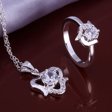 silver plated jewelry sets white rose R+E+N Sets bijoux 52 ELY