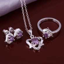 silver plated jewelry sets white rose R+E+N Sets bijoux 52 ELY
