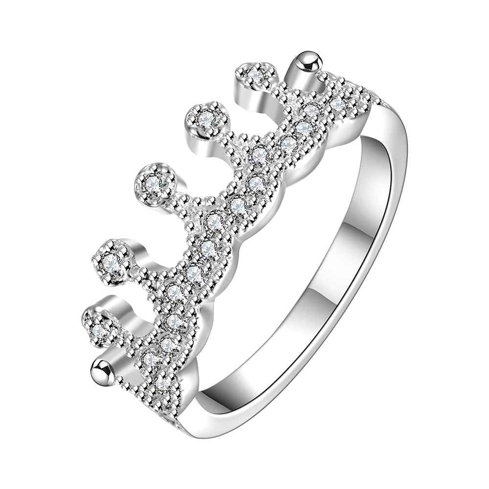 silver plated ring Multi-inlaid stone crown opal Elegant ELY