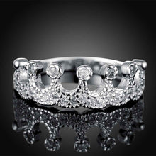 silver plated ring Multi-inlaid stone crown opal Elegant ELY