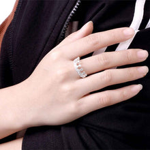 silver plated ring Multi-inlaid stone crown opal Elegant ELY