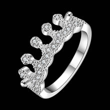 silver plated ring Multi-inlaid stone crown opal Elegant ELY