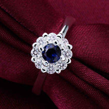 silver plated wedding ring big blue stone smile aneis joyas 19 ELY