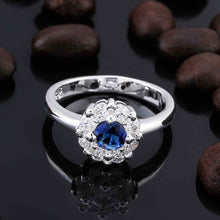 silver plated wedding ring big blue stone smile aneis joyas 19 ELY