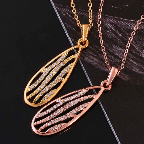 18K Gold Plating necklaces drop water rose golden colar charms ELY