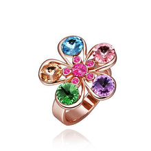 18K Gold Plated rings m colorful flower bague femme fine jewelry216 ELY