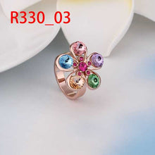18K Gold Plated rings m colorful flower bague femme fine jewelry216 ELY