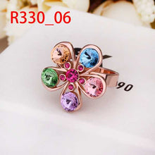 18K Gold Plated rings m colorful flower bague femme fine jewelry216 ELY