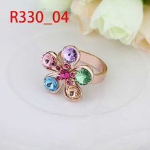 18K Gold Plated rings m colorful flower bague femme fine jewelry216 ELY
