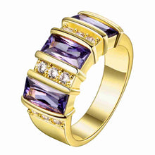 18k gold plated engagement ring Roll bar purple crystal aneis prices in euros ELY