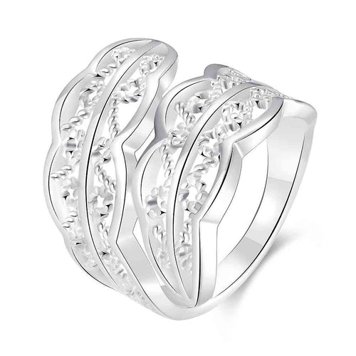 925 sterling silver simple style wedding rings two leaf double leaves ring girl student 74 ELY