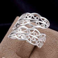 925 sterling silver simple style wedding rings two leaf double leaves ring girl student 74 ELY