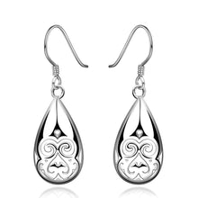 silver earings jewelry Hollow Weave Flower drop cufflinks Jewelry European Style 382 ELY