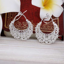 silver earings jewelry Hollow Weave Flower drop cufflinks Jewelry European Style 382 ELY
