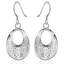 silver earings jewelry Hollow Weave Flower drop cufflinks Jewelry European Style 382 ELY