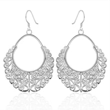 silver earings jewelry Hollow Weave Flower drop cufflinks Jewelry European Style 382 ELY