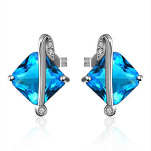 silver earrings sapphire jewelry beauty deep blue brincos charm 186 ELY