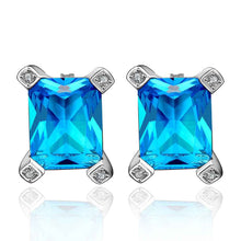 silver earrings sapphire jewelry beauty deep blue brincos charm 186 ELY
