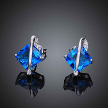 silver earrings sapphire jewelry beauty deep blue brincos charm 186 ELY