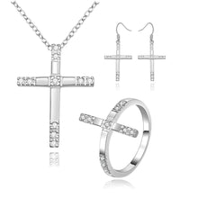 silver jewelry set Insets Cross necklace+earrings+rings african jewelry set Elegant 23 ELY