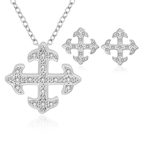silver jewelry set Insets Cross necklace+earrings+rings african jewelry set Elegant 23 ELY