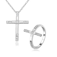 silver jewelry set Insets Cross necklace+earrings+rings african jewelry set Elegant 23 ELY