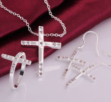 silver jewelry set Insets Cross necklace+earrings+rings african jewelry set Elegant 23 ELY