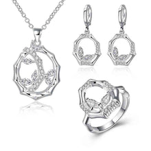 silver jewelry sets Bamboo Circle Necklace+Ring+Earrings Sets Factory 26 ELY