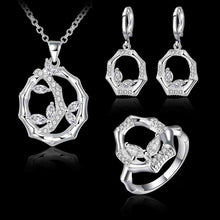 silver jewelry sets Bamboo Circle Necklace+Ring+Earrings Sets Factory 26 ELY