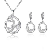 silver jewelry sets Bamboo Circle Necklace+Ring+Earrings Sets Factory 26 ELY