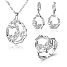 silver jewelry sets Bamboo Circle Necklace+Ring+Earrings Sets Factory 26 ELY