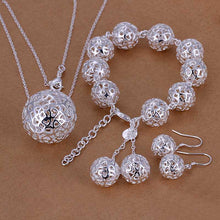 silver jewelry sets Solid Ball Necklace&Bracelet&Earring african jewelry set 72 ELY
