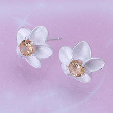 silver plated earings white flower stud pendientes bear joias ELY